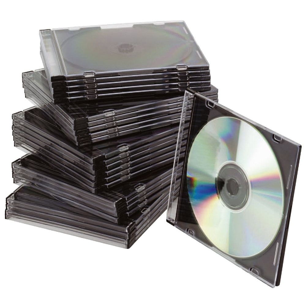 Q-Connect® KF02210 CD-Boxen Standard - Slim Line für 1 CD/DVD, transparent/schwarz, Packung mit 25 Stück