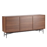 thumbnail of Credenza a 2 ante e 3 cassetti in melamina e acciaio, marrone, 160 cm - Oviala