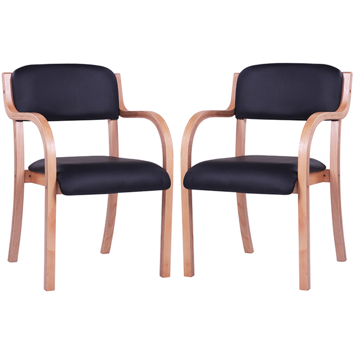 pemora 2-er Set Besucherstuhl Stapelstuhl Armlehnstuhl Konferenzstuhl Wartezimmerstuhl Stuhl Seniorenheime
 und Krankenhäuser JANA Kunstleder schwarz
