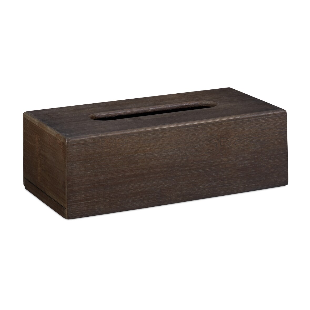 Relaxdays Tücherbox Bambus, Taschentuchbox mit Schiebeboden, Tissue Box für Taschentücher, HBT: 8,5x24x13cm, dunkelbraun