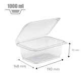 thumbnail of Barquette fraîcheur 1000 cc en plastique PET avec couvercle à charnière par 100