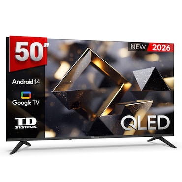 Smart TV 50 pulgadas Qled 4K Hey Google Official Assistant con control por voz. Televisor Android 14 - TD Systems M50C21GLQ