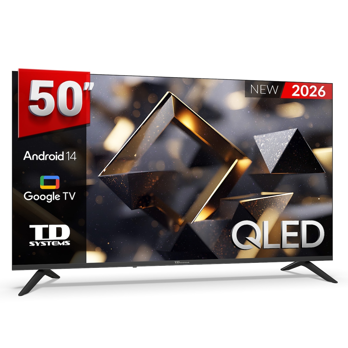 Smart TV 50 pulgadas Qled 4K Hey Google Official Assistant con control por voz. Televisor Android 14 - TD Systems M50C21GLQ