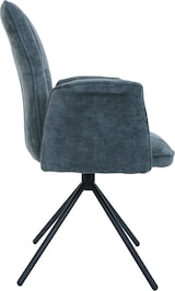 thumbnail of 6er-Set Esszimmerstuhl HWC-N99, drehbar Armlehne Auto-Return, Stoff/Textil Chenille (340g/m²) Öko-Tex ~ blau-grün