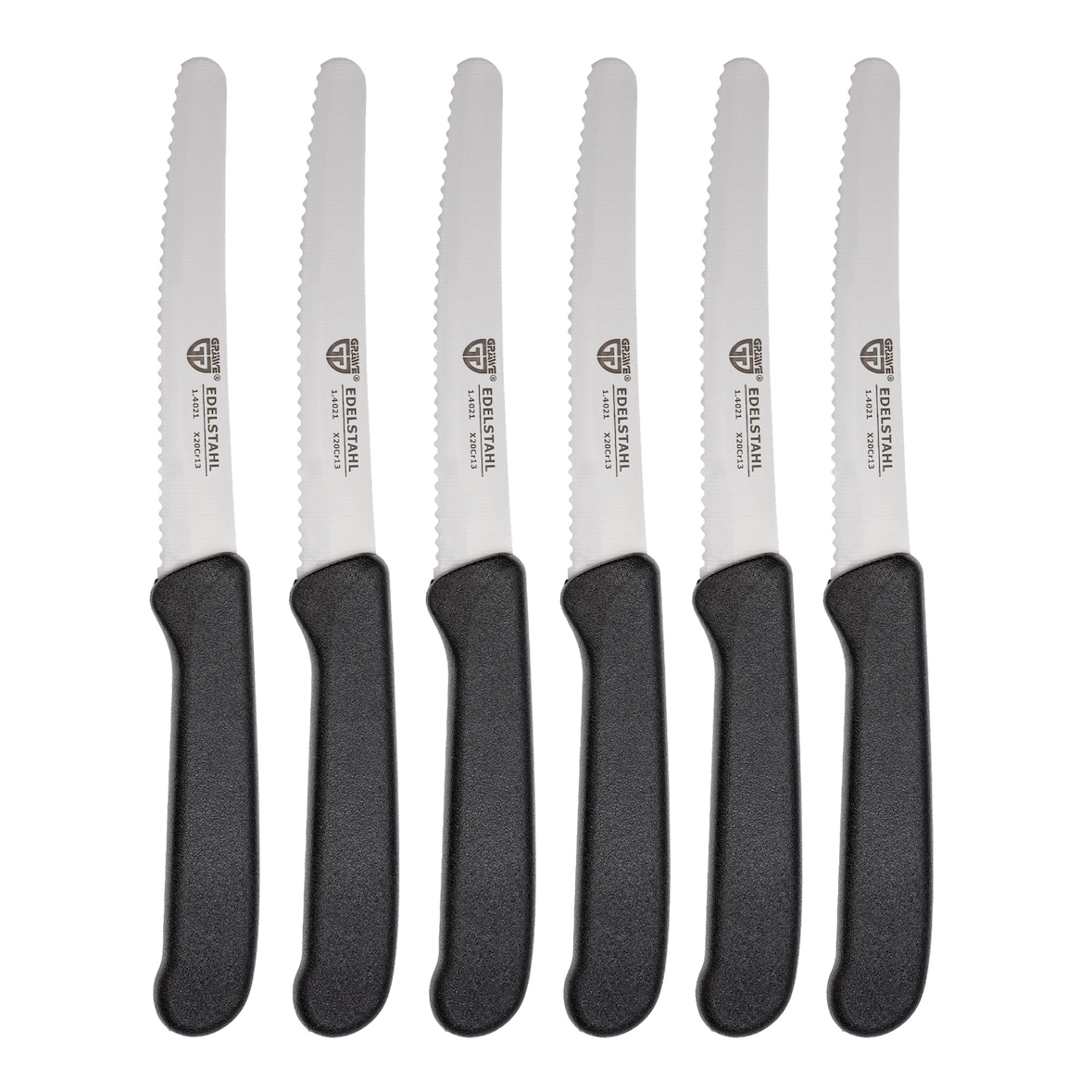 GRÄWE Tafel- Brötchenmesser / Frühstücksmesser, schwarz, 6 Stück