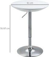 thumbnail of Höhenverstellbarer Bartisch Metall Weiß Ø61x76-97 cm, 360° drehbare Tischplatte