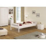 thumbnail of Stabiles Bett Kiefer massiv weiß 90x200 Einzelbett Bettrahmen Futonbett Rollrost 60.32-09W