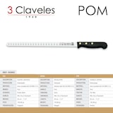 thumbnail of 3 Claveles POM - Cuchillo Jamonero Alveolado Profesional 29 cm Acero Inoxidable Blister
