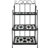 thumbnail of tectake Etagère pour plantes mosaïque 3 niveaux - noir/blanc - 402771