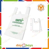 thumbnail of DayBays 1000 Stk. Bio Hemdchentragetaschen 24+11x45 cm 100% Biodegradable Bag weiß geblockt