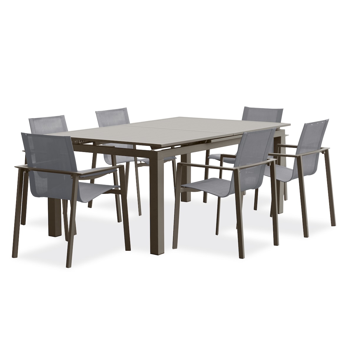 Ensemble repas de jardin 6 places en aluminium taupe - ZAHARA