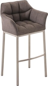 thumbnail of Barhocker GIBEL - Stoff Grau 64x48x110 cm Silber | Barstuhl Mit Lehne Tresenhocker Tresenstuhl Kneipenhocker Kneipenstuhl