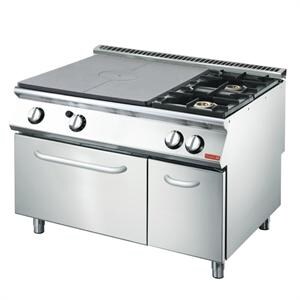 Cocina de Gas de 2 fuegos, placa doble y horno GN 2/1 70/120 TPFG línea 700 Gastro M GL935