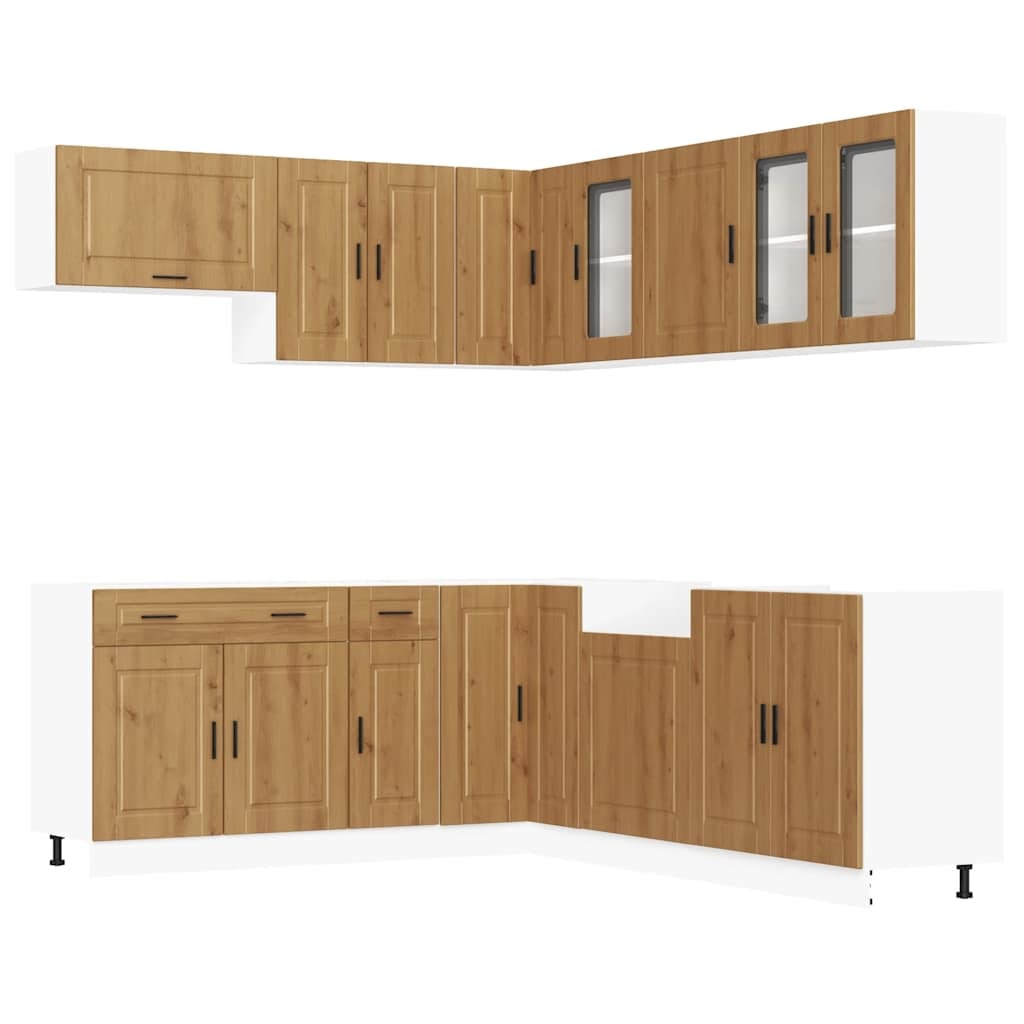 vidaXL 11-tlg. Küchenschrank-Set Porto Artisan-Eiche Holzwerkstoff