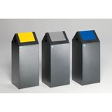 thumbnail of PROREGAL Selbstlöschender Wertstoffsammler spitz | 60 Liter, HxBxT 80x32x32cm | Verzinkter Stahl | Grau-Blau | Mülleimer Abfalleimer Müllkorb