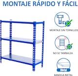 thumbnail of SimonRack Metallregal, 900x1200x500 mm, 3 Ebenen, Metallboden, 200 kg Biegepunkt, Blau/Verzinkt - Simonclick