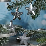 thumbnail of Christbaumschmuck Weihnachtsbaumschmuck Sterne bruchfest silber 6St.