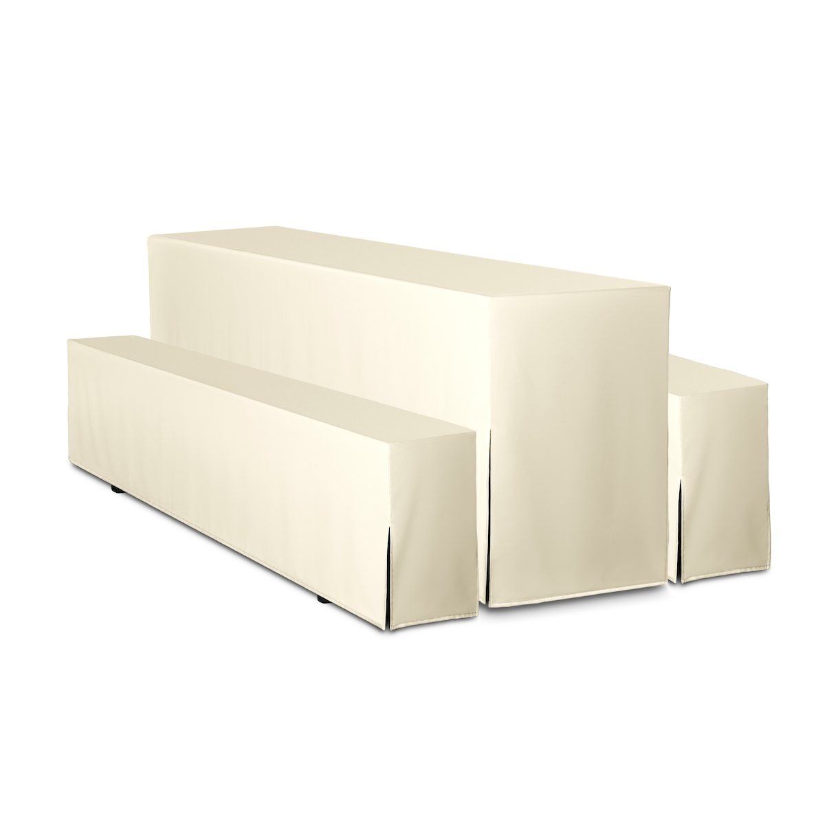 TexDeko Hussen Bierzeltgarnituren gepolstert 5TLG Set Festzeltgarnituren Bierbankhussen Premium (220x50cm, Creme)