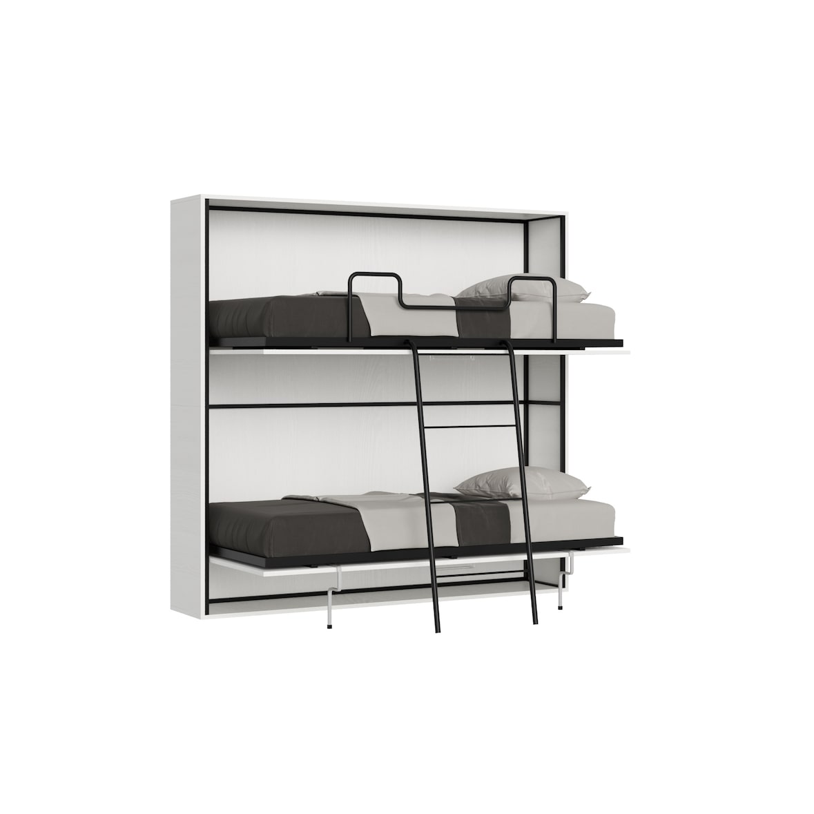 Cama dupla horizontal Kando em White Ash