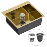 thumbnail of Gasfrit - Keukenspoelbak met sifon voor opbouwmontage van roestvrij staal goudkleurig, 1 spoelbak, 540 x 490 x 200 mm