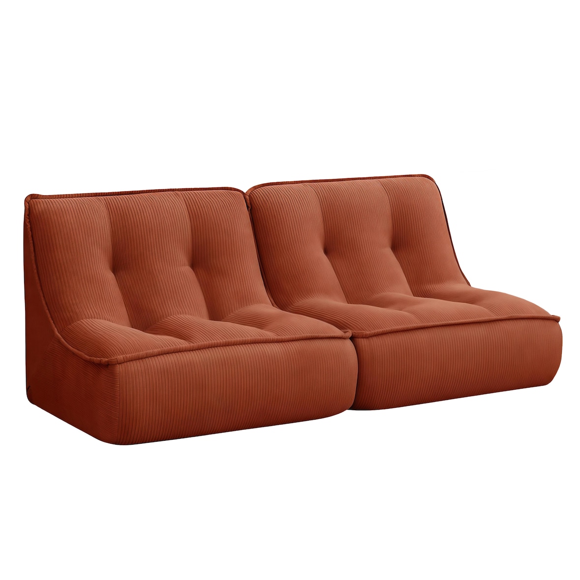 Lot de 2 fauteuils modulable en velours 160 x 90 x 70 cm terracotta