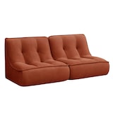 thumbnail of Lot de 2 fauteuils modulable en velours 160 x 90 x 70 cm terracotta