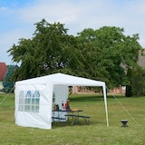 thumbnail of Relaxdays Pavillon 3x3 m, 2 Seitenteile, Metall Gestell, PE Plane, Fenster, Festival Partyzelt, Geschlossen, Weiß