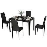 thumbnail of Conjunto de comedor de mesa y 4 sillas 5 piezas juego de muebles de cocina mesa rectangular de vidrio templado y sillas tapizadas en PU negro