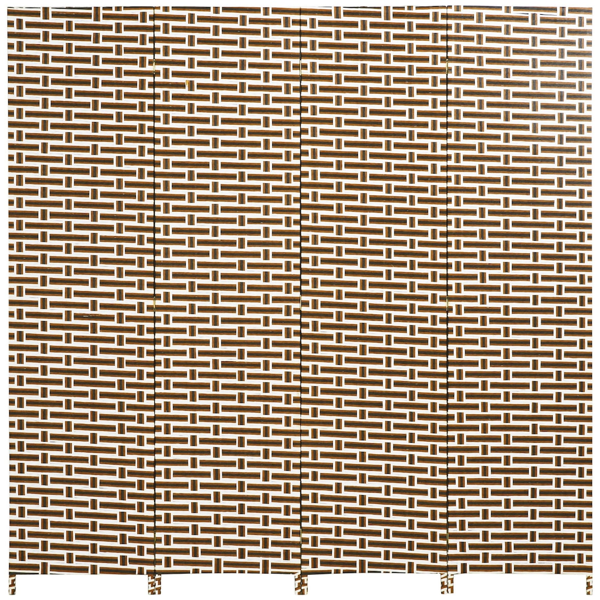 HOMCOM Biombo Separador de Ambientes de 4 Paineis Dobrável Separador de Ambientes Decoração Elegante 180x180cm Marrom e Branco