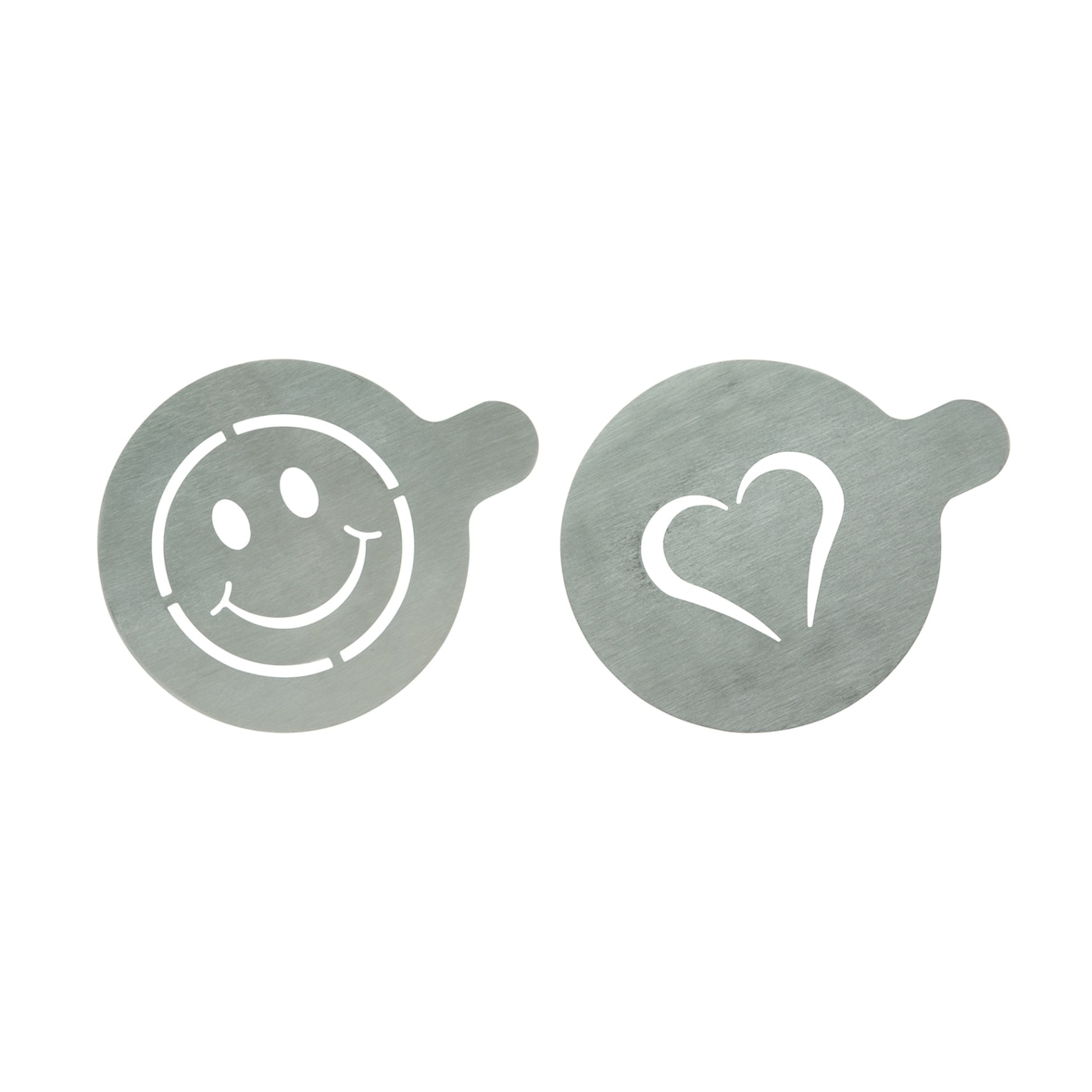 Securit® 2er-Set Kaffeeschablonen - Emoji & Herz - Edelstahl - Für Baristas und Latte-Art-Liebhaber