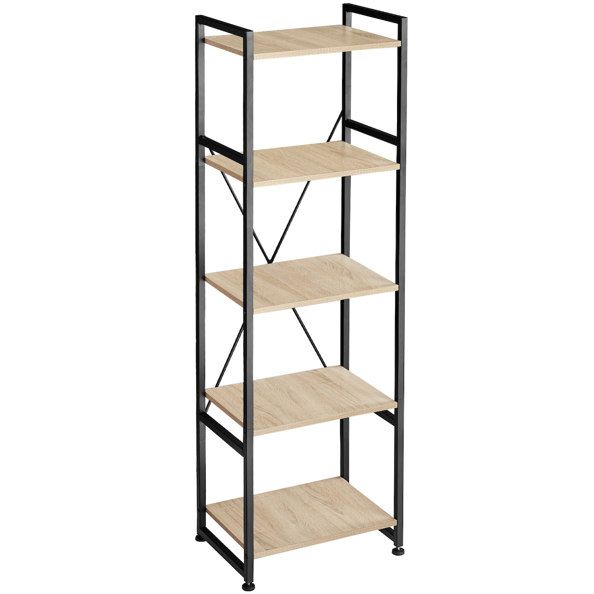 tectake Etagère bibliothèque MANCHESTER style industriel 47,5 x 34,5 x 151,5 cm - Bois clair industriel, Chêne Sonoma -404155