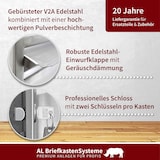 thumbnail of AL Briefkastensysteme 1 Fach Premium Edelstahl Unterputz Briefkasten Anlage mit Klingel, Post A4, modern, robust, wetterfest, Artikelnummer: 132T1U1KS