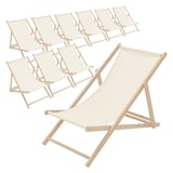 thumbnail of ECD Germany 10er Set Liegestuhl klappbar Beige Holz, verstellbar 3 Positionen bis 120 kg, Sonnenliege Gartenliege Strandstuhl
