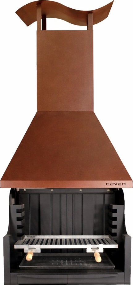MF - Barbacoa de leña y carbón estilo argentino para jardín modelo Coven imitación óxido