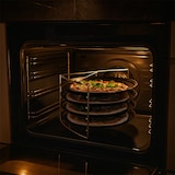 thumbnail of Relaxdays Pizzablech, 4er Set, mit Gestell, antihaftbeschichtet, Carbonstahl, rundes Pizzabackblech, anthrazit/silber