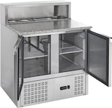 thumbnail of GastroHero Pizzatisch ECO 900 mit Granitplatte Kühltisch 2 Türen 900x700 mm Pizza Vorbereitungstisch für 5x GN 1/6 Behälter Umluftkühlung +2 bis +8 °C