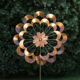 thumbnail of XXL Doppel Windrad kupferfarben 1,80m Metall Gartendeko Windspiel Gartenstecker
