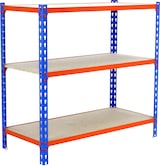 thumbnail of SimonRack Schwerlastregal 900x900x500 mm, 3 Ebenen, Holzböden, 150 kg Tragkraft pro Ebene, Blau/Orange - Maderclick