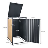 thumbnail of ML-Design Mülltonnenbox 3er 3 Tonnen 240L 200x80x116,3cm Anthrazit-Holzoptik, Stahl wetterfest/abschließbar Mülltonnenverkleidung Klappdeckel/3 Türen,