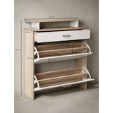 thumbnail of Schuhkipper mit Schublade - Sonoma Eiche, 4 Fächer, Großzügige Ablagefläche, Formschöne Griffe, `Mdf` Holz. 80x24x95 cm | Kadima Design
