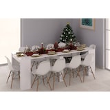thumbnail of Dmora Consolle Compton, Tavolo da pranzo allungabile, Tavolo con allunghe multiuso estensibile fino a 10 posti, 51/237x90h78 cm, Bianco Lucido