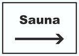 thumbnail of Sauna Schild mit Text und Richtungspfeil rechts Erholung Entspannung waagerecht A2 (420x594mm)