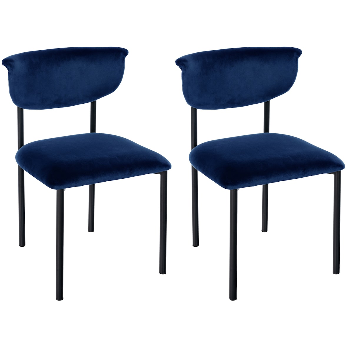 Lot de 2 chaises de salle à manger Gambell en velours Bleu foncé