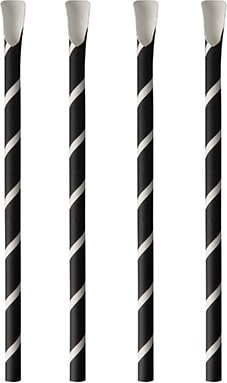 Papstar Pailles avec cuillères, papier pure Ø 8 mm · 20 cm noir/blanc Stripes - x 800