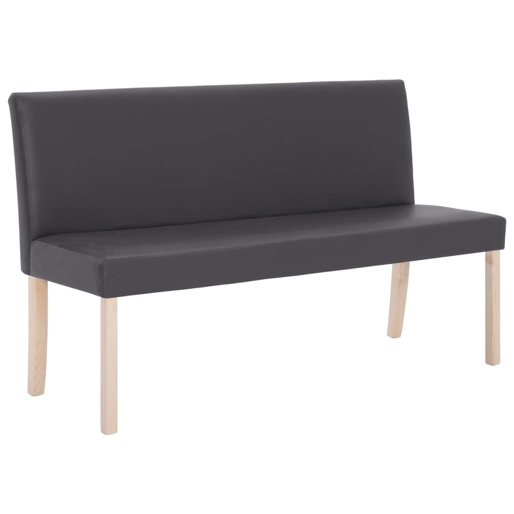 Helloshop26 - Sitzbank 139,5 x 54 x 85,5 cm graues Kunstleder 02_0010990
