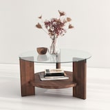 thumbnail of Skye Decor, Mondo- MondoNOS, Nussbaumfarbe, Couchtische, 40x75x75 cm, 100% getempertes Glas