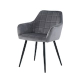thumbnail of Möbilia Sessel, 2er-Set | mit Quadratsteppung | Bezug Samt | Beine Metall | B 59 x T 62 x H 83 cm | anthrazit – schwarz | 21020066 | Serie STUHL