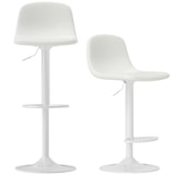 thumbnail of HOMCOM juego de 2 taburetes altos de cocina regulable en altura 84-104 cm con respaldo y reposapiés tapizado en PU giratorio en 360° blanco