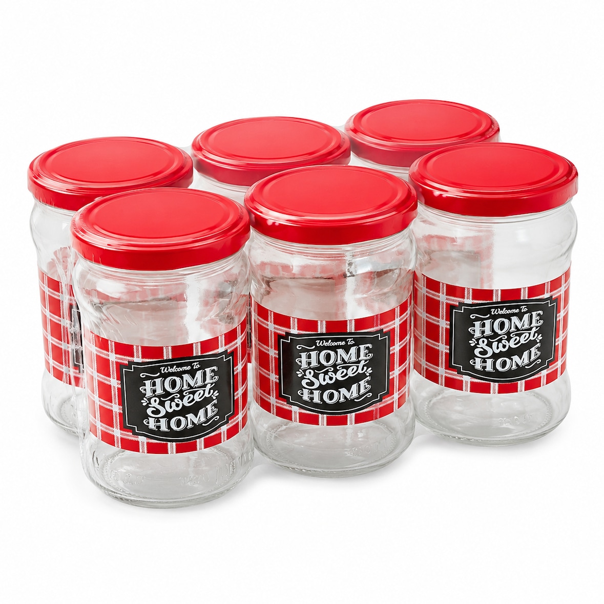 6 Confituurpotten 315 ml – Jampotten met Rode Deksel – Glazen Inmaakpotten – Voor Jam, Honing & Kruiden – 6,7 x 6,7 x 11,7 cm