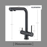 thumbnail of KLARWERK® Felix | Grifo extensible de 3 vías en acero inoxidable negro | Grifo de cocina filtro de agua potable | Caño en L, 3 conexiones para ósmosis